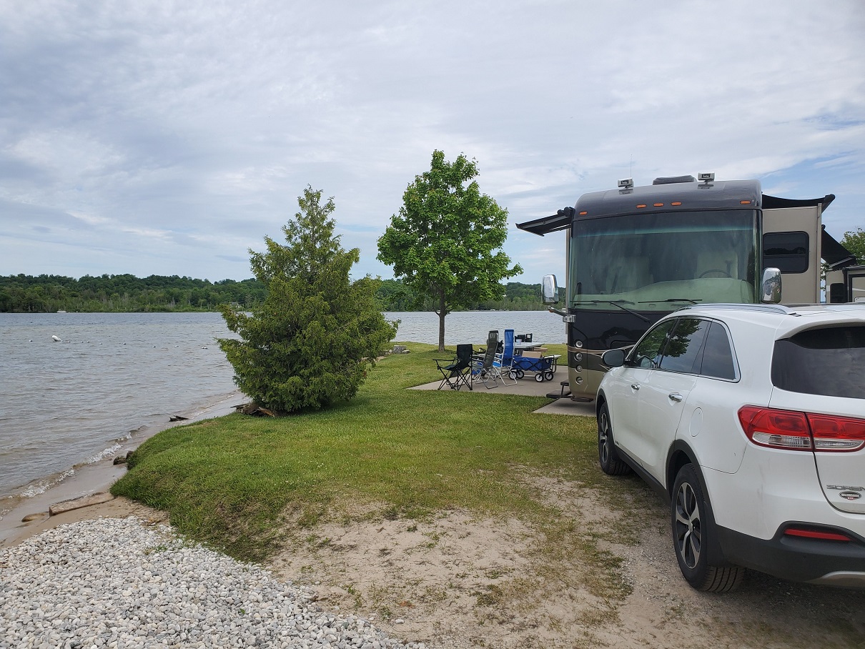 Lake shore campsite at Lake Leelanau RV Park Michigan
